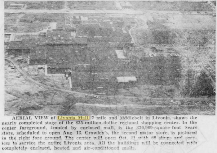 Livonia Mall (Livonia Marketplace) - July 1964 News Photo (newer photo)